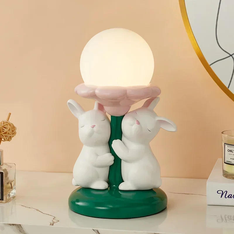 Description Picture 5 of itemNordic kawaii desk lamp Luxury Cute rabbit lamp Wedding Gift  Light Resin Art Lamps Princess Decoration girls bed room light