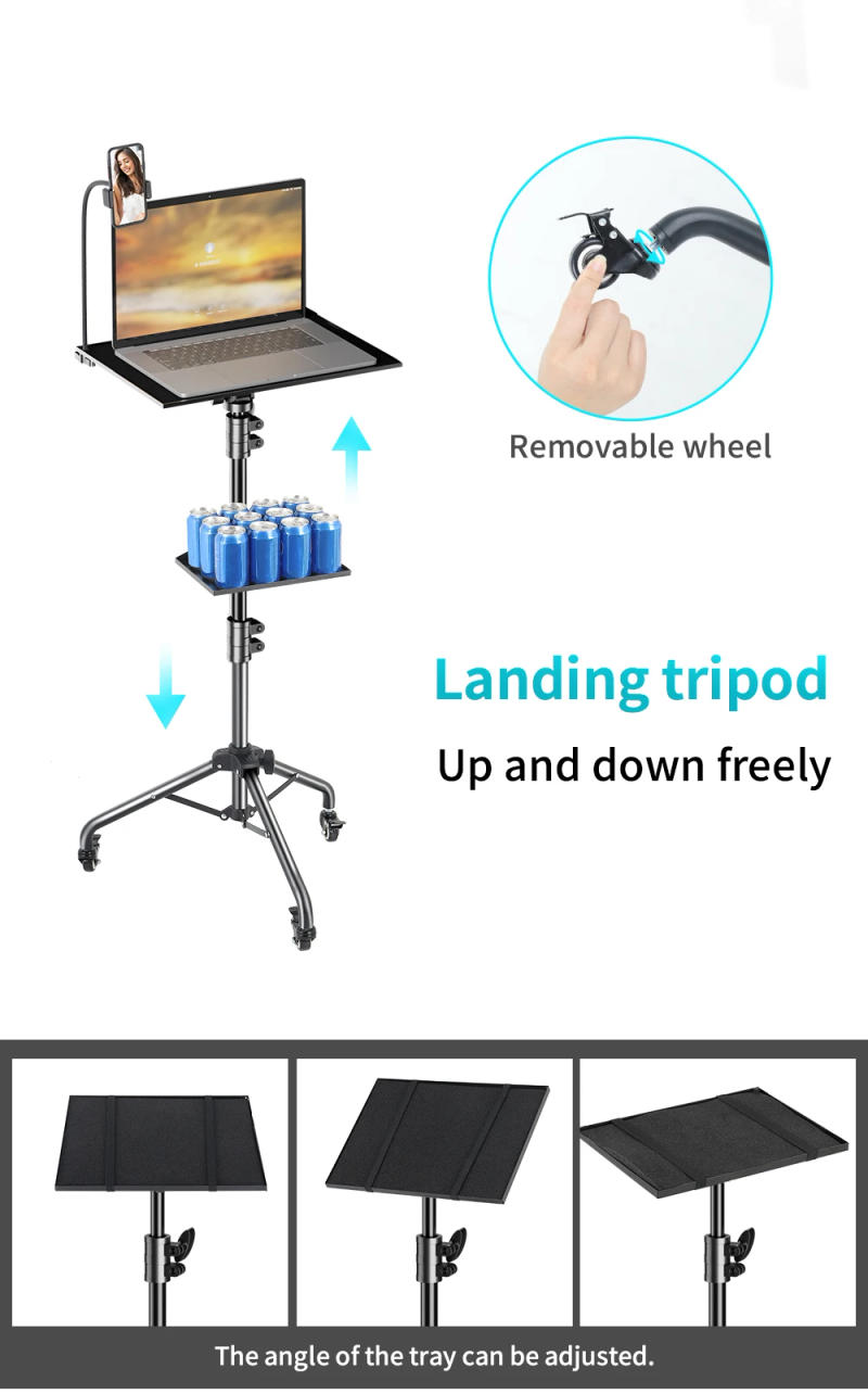 Description Picture 6 of item145cm Projector Tripod Stand Laptop Tripod Adjustable Height 23 to 63" Standing Desk Outdoor Computer Desk Stand for Studio
