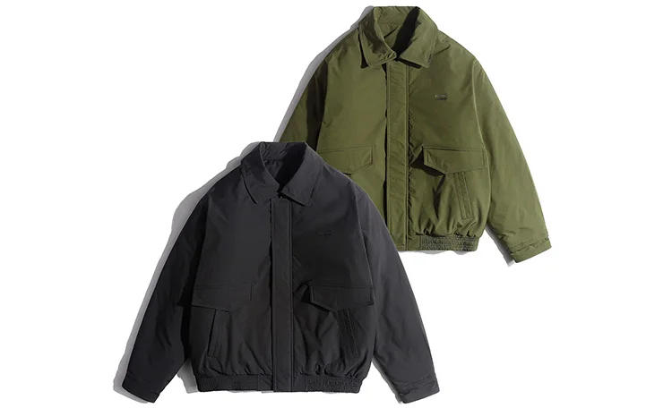 Description Picture 2 of itemTrendy Brand Functional Style Embroidery Lapel Flying Cotton Jacket Men's Autumn Winter Solid Color Warm Thickened Casual Parkas