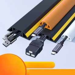 2CM Floor Cord Cover Self-Adhesive Cord Protector Extension Wiring Duct Protector Electric Wire Slot Cable Concealer Manage