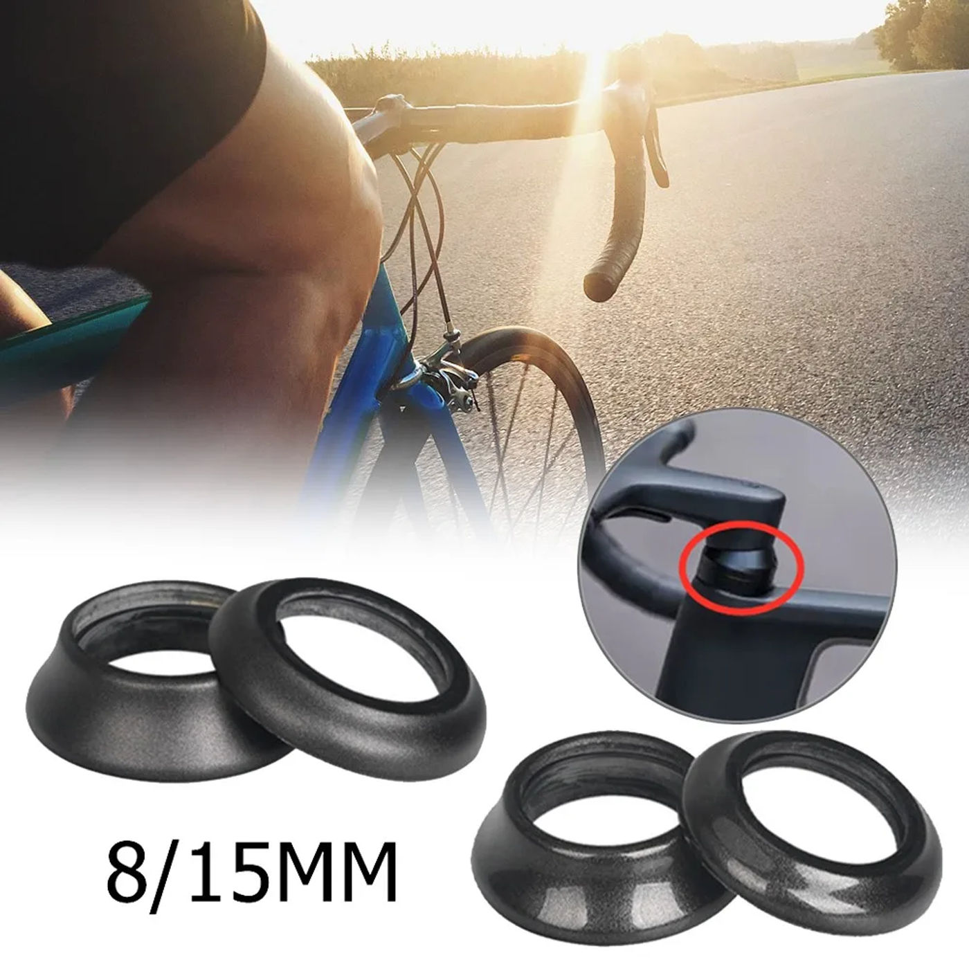 Description Picture 2 of itemBicycle Carbon Fiber Headset Spacer 8MM/15MM Cycling Steerer Tubes Conical Washers Gloss/matte Headset Spacers Bike Accessories