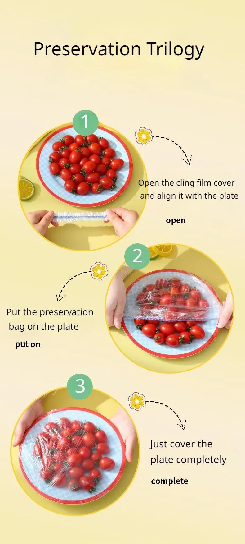 Description Picture 3 of itemDisposable Food Covers Elastic Plastic Wrap Food Grade Fresh-keeping Lids Storage Bag Shoe Covers Shower Headgear Bowl Caps