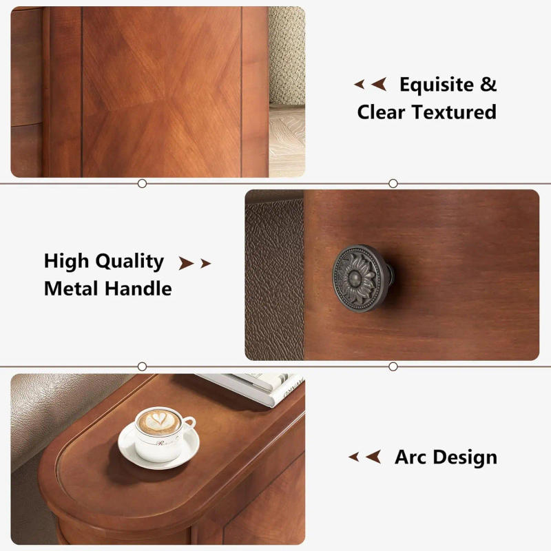 Description Picture 6 of itemEnd Table Set of 2 No Assembly Required Wood End Table with 2 Drawers Sofa Side Table for Living Room Vintage Slim Nightstand