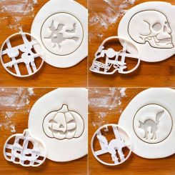 New Halloween Cookie Cutter Mold 3D Cartoon Pumpkin Witch Black Cat Biscuit Fondant Embosser Stamps Cake Decoration Baking Tools