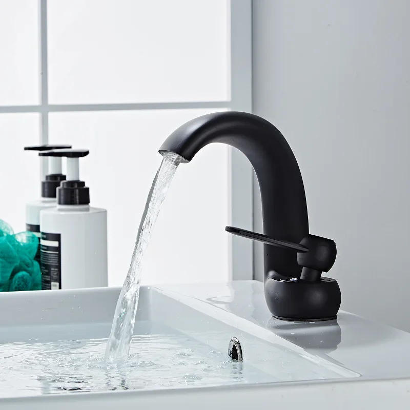 Description Picture 6 of itemBathroom Faucet Modern Black Basin Brass Wash Single Handle Single Hole Elegant Crane