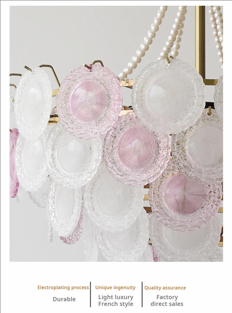 Description Picture 3 of itemFrench Living Room Chandelier Modern Simple Donut Pearl Light Luxury Fashion Crystal Bedroom Room Dining Room Lighting Lamps