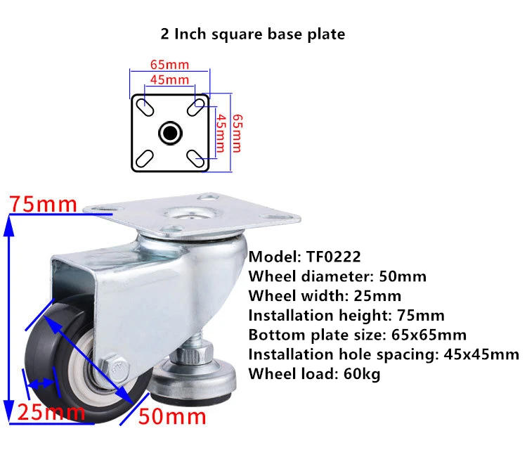 Description Picture 3 of item1 Pc 1.5"/2"/2.5"/3"/4" Horizontally Adjustable Casters Universal Wheels with Foot Cups Horizontally Adjustable Casters PVC