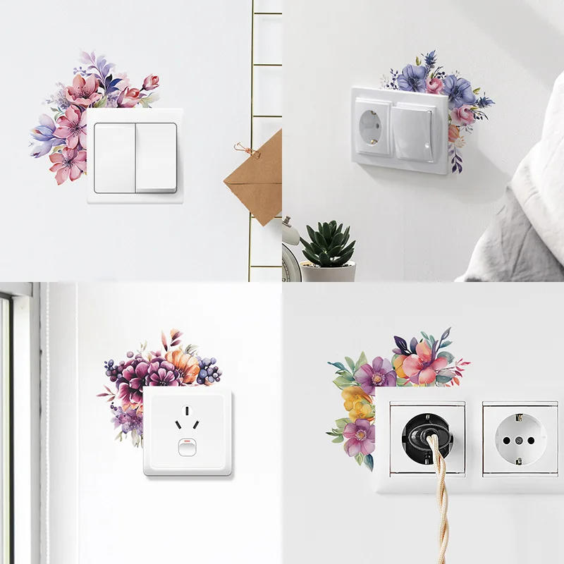 Description Picture 5 of itemSwitch decorative stickers Warm flowers Wall socket light switch Home decor Simple wallpaper wallpaper self-adhesive waterproof