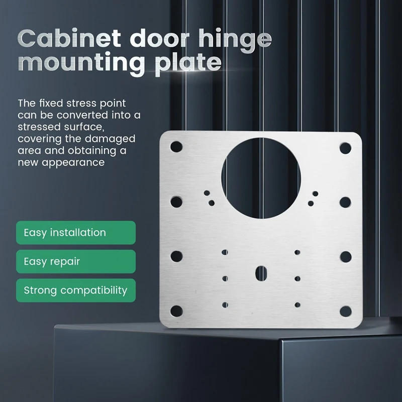 Description Picture 6 of item10Pcs Cabinet Hinge Repair Plate Kit Kitchen Cupboard Door Hinge Mounting Plate With Holes Flat Fixing Brace Brackets