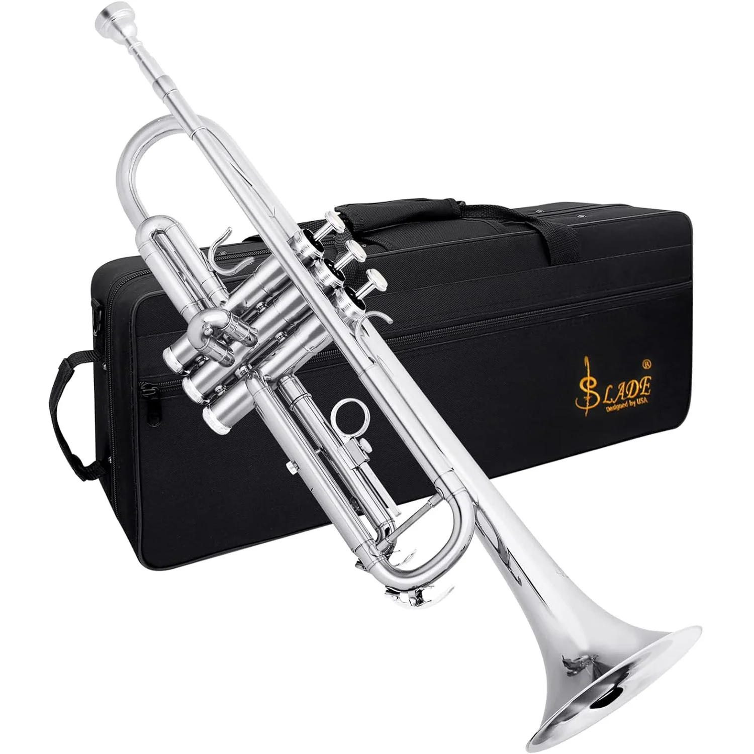 Description Picture 3 of itemSLADE Trumpet Bb Brass Body Musical Trompeta Professional Trumpette Wind Instrument with Case Mouthpiece Parts & Accessories
