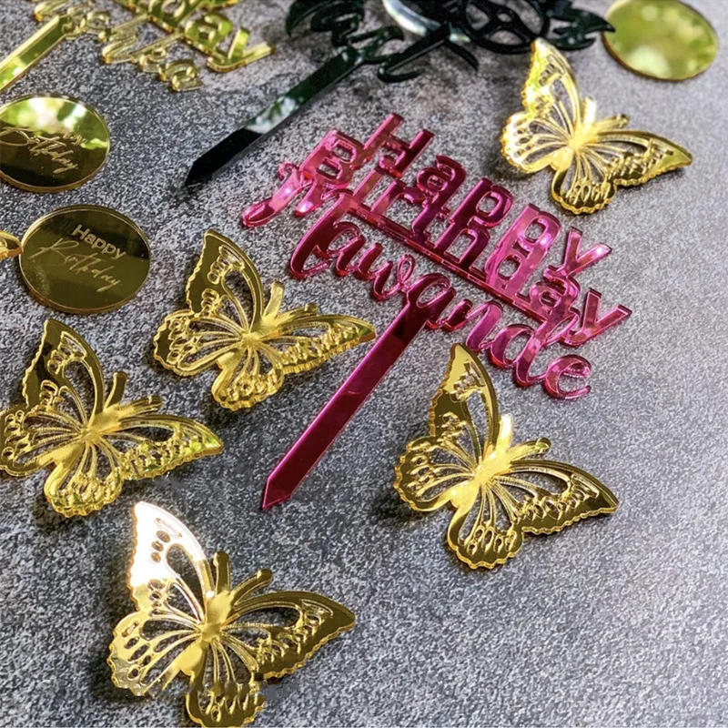 Description Picture 6 of item10PCS/BAG Acrylic Butterfly Cake Decoration Party Favors Wedding Happy Birthday Cake Topper Cake Decorating Supplies Home Decor