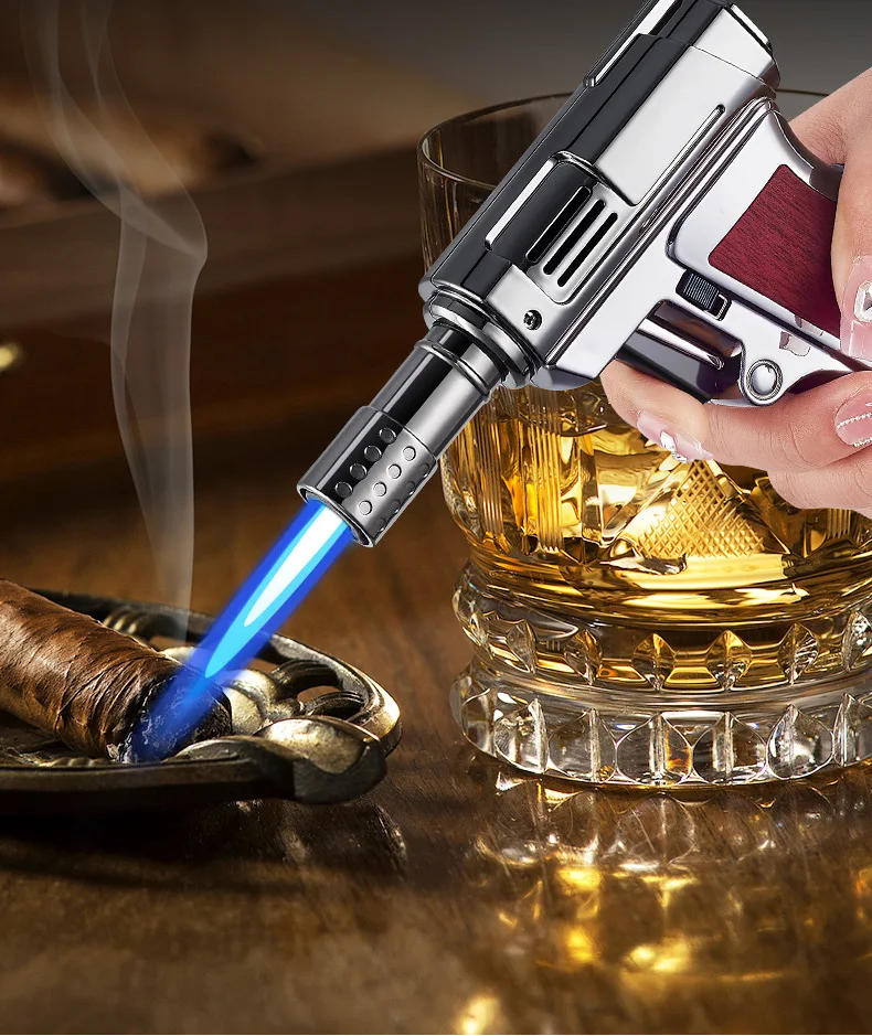 Description Picture 5 of itemOutdoor Windproof Butane Gas Turbo Metal Lighter Multipurpose High Temperature Welding Gun Inflatable Lighter Men's Somking Tool