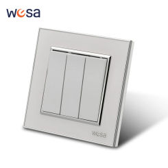 WESA White Mirror Acrylic Wall Switch Flame retardant Panel 3 Gang 1 Way Wall Rocker Switch On / Off 16A AC 250V 86mm*86mm News