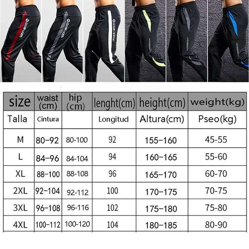 Description Picture 2 of itemMen Sport Pants Running Pants With Zipper Pockets Soccer Training Jogging Sports Trousers Fitness Football Leggings Sweatpants
