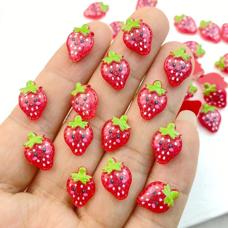 Description Picture 4 of item50Pcs Cute Mini Cartoon Red Strawberry Nail Art Resin Designer Charms Rhinestones DIY Craft For Nail 3D Decorations Jewelry