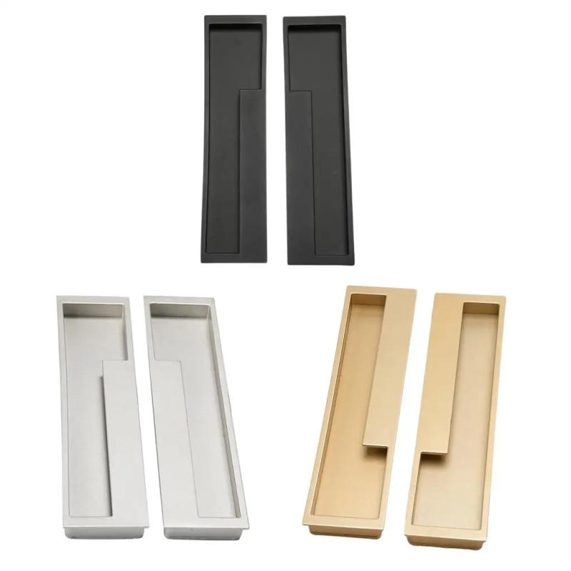 Description Picture 3 of item1 Pair Heavy Duty Recessed Flush Pull Finger Insert Door Handle for Sliding Door, Cupboard, Drawer, Cabinets