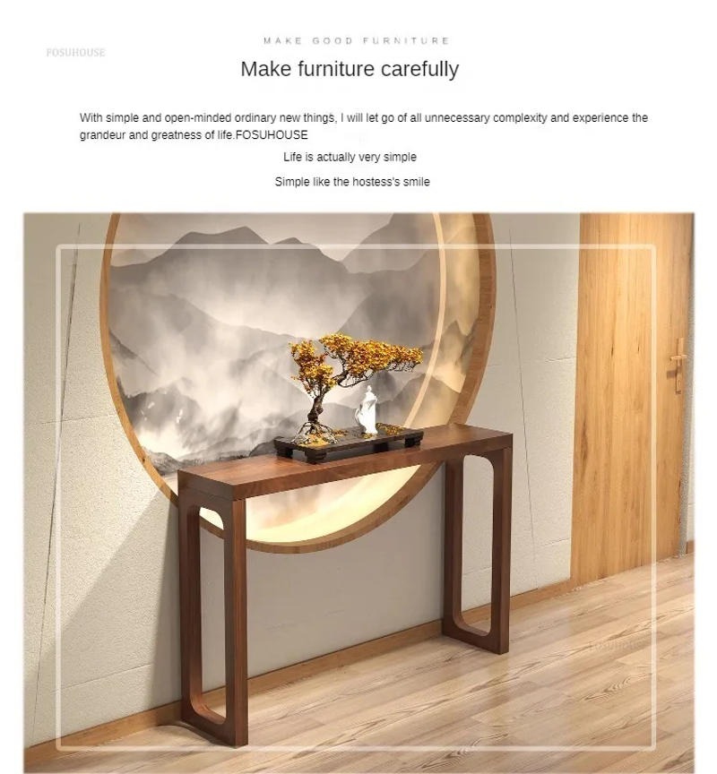 Description Picture 6 of itemNew Chinese Style Solid Wood Console Table for Corridor Long Narrow Side Table for Living Room Entrance Wall Table for Aisle