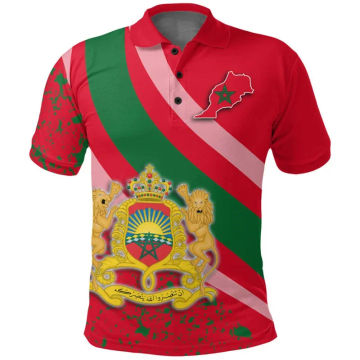 Cool 3D Morocco Flag Printing Polo Shirt For Men The Morocco Emblem Graphic Shirts & Blouses Kid Fashion Streetwear Clothing Top