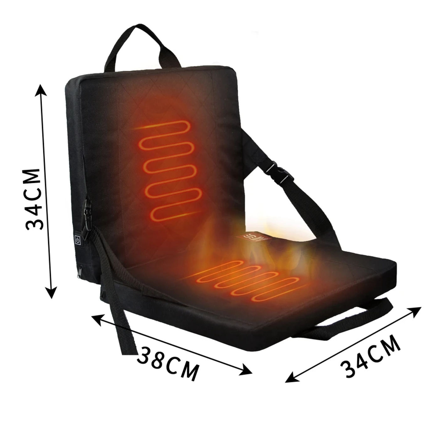 Description Picture 2 of itemWinter Warm Heated Seat Mats Hot USB Charging Electric Car Camping Traveling Heating Mat Cushion 38x34x34cm Travel Chair Cushion