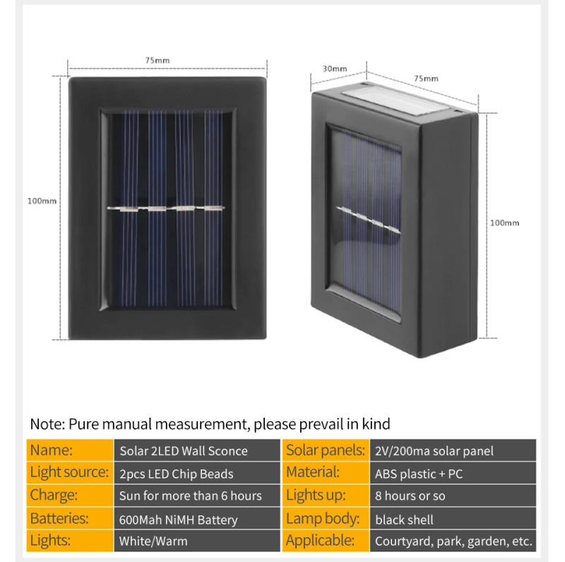 Description Picture 5 of itemSolar Light Outdoor Up and Down Wall Washer Light Waterproof Solar Lamp For Garden Street Balcony Yard Porch Stairs Fence Decor
