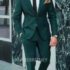 2024 Newest Green Elegant Men Suits Casual Slim Fit Blazers Hombre High Street High Quality Custom 2 Piece Set Costume Homme