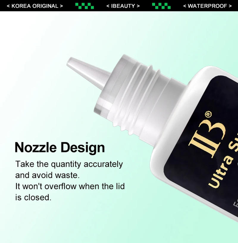 Description Picture 4 of item5 Bottles 5ml Korea IBeauty Ultra Super Glue for Eyelash Extensions Fast Drying IB Green Cap Lash Glue Makeup Tools Beauty Shop
