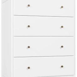 White Dresser 4 Drawer Dressers Chest of Drawers Modern Tall Dresser Wood Drawer Chest Storage Cabinet for Living Room