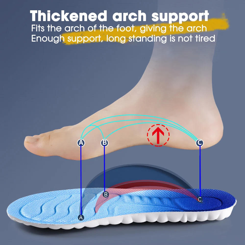 Description Picture 4 of item4D Cloud Technology Sports Insoles for Shoes PU Sole Soft Breathable Shock Absorption Cushion Running Orthopedic Care Insoles