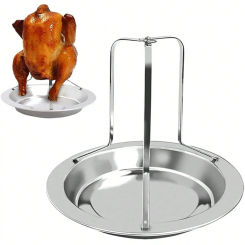 Chicken Roaster Rack, Stainless Steel Vertical Chicken Roasting Rack Roasting Pan for Grill Oven BBQ