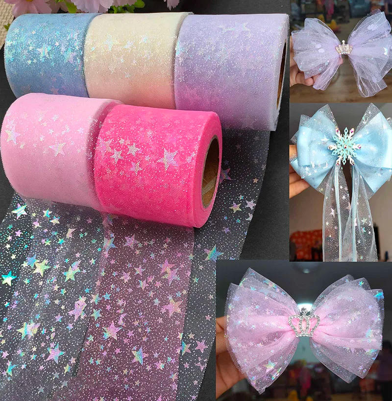 Description Picture 6 of item60mm(5yards/lot) Illusory Rainbow Sequin Chiffon Organza Ribbon DIY Handmade Materials Wedding Party Gift Wrap Supplies