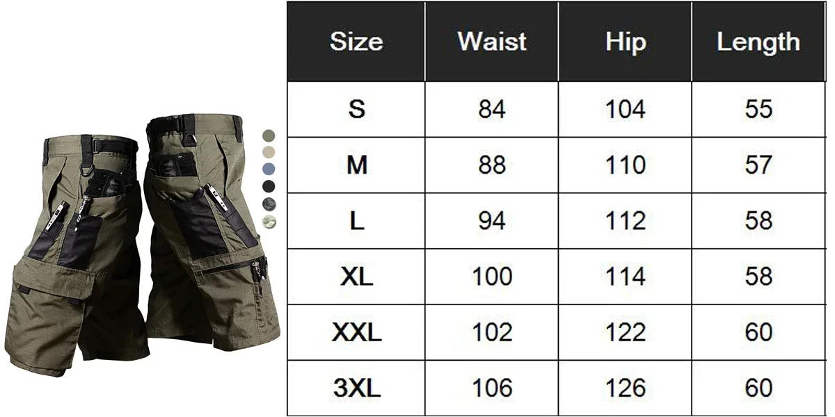 Description Picture 3 of itemMens Cargo Shorts Summer Tactical Cropped Trousers Hunting Outdoor Waterproof Multi-pocket Bermudas Pants Camo Ripstop Hiking