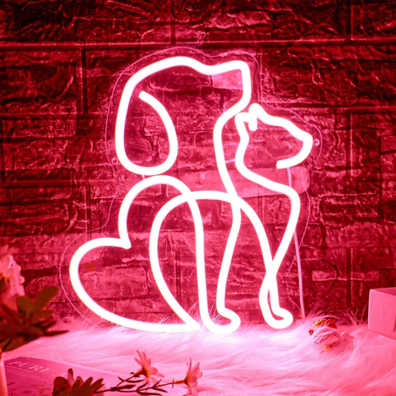 Description Picture 2 of itemCat and Dog Neon Light Sign Dimmable LED Neon Sign For Wall Decor Room Party Club Bar Game Room Pet Shop Decor Birthday Art Gift