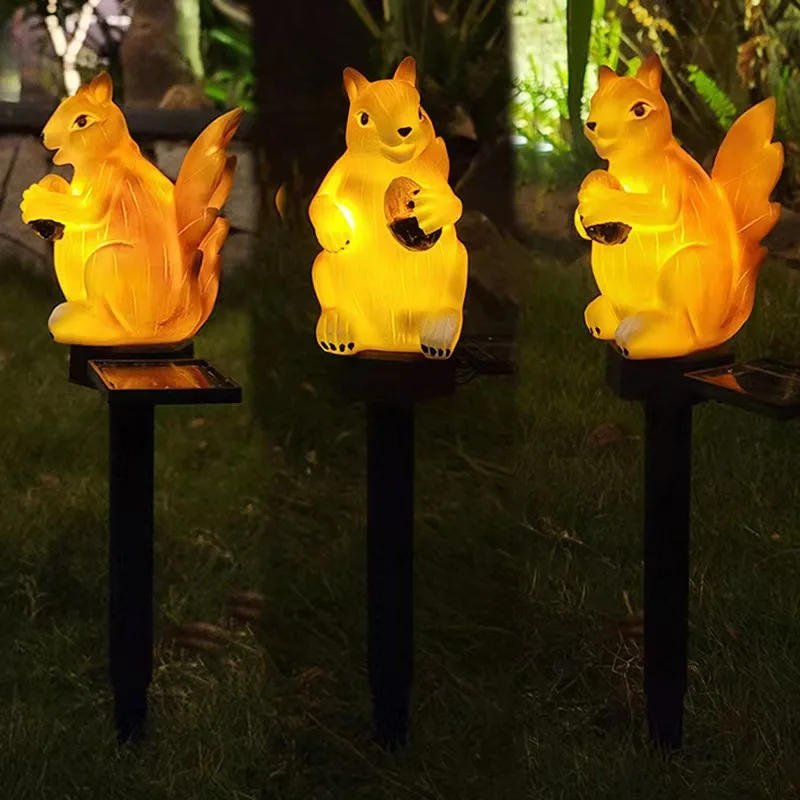 Description Picture 2 of itemOutdoor Decor Lawn Decorations Solar Light Garden Lamp Stake Ground Plug Landscape Yard Lights Squirrel-shape Powered Pathway
