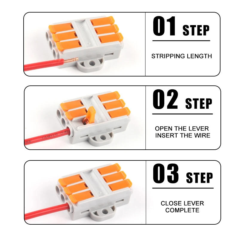 Description Picture 3 of item5PCS 226 Quick Butt Fixable Wire Connectors Push-In Conductor Terminal Block 6mm2 Cable Electircal Wiring Connectors 2-10Pin