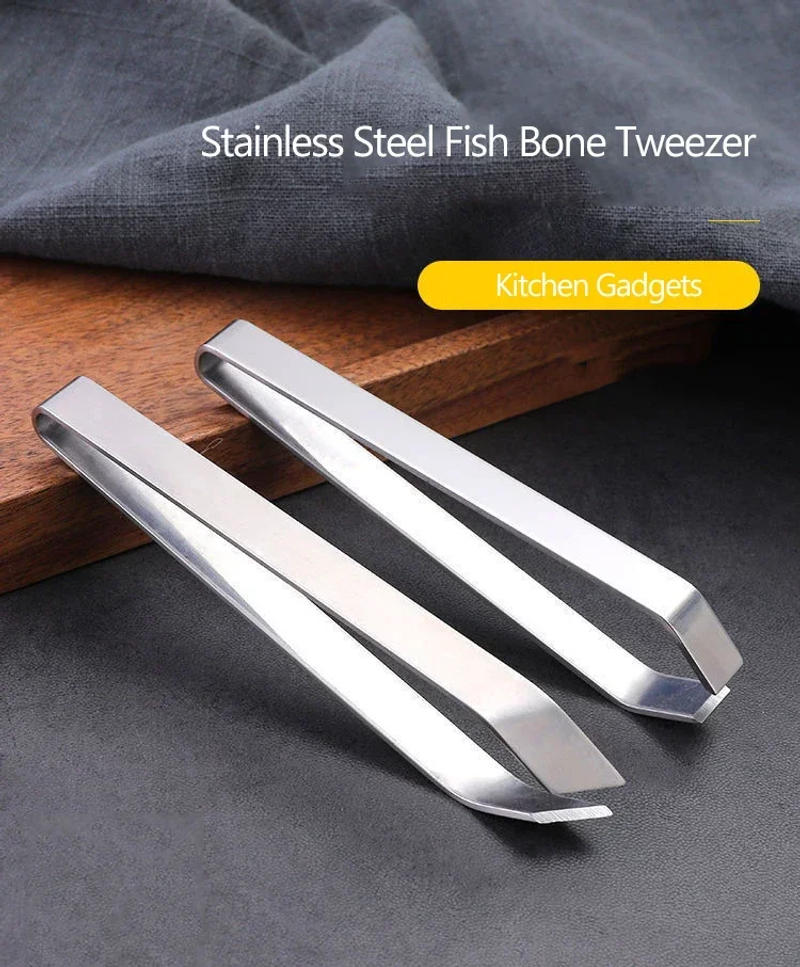 Description Picture 2 of itemFish Bone Tweezers Stainless Steel Pincer Clip Puller Remover Tongs Fish Bone Plucking Clamp Kitchen Gadgets Seafood Tools