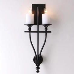 Cafe Large Rustic led candle holder light Country Wall Lamp for Stair porch light Wall Lights Bedroom Bedside Iron Bar lighting