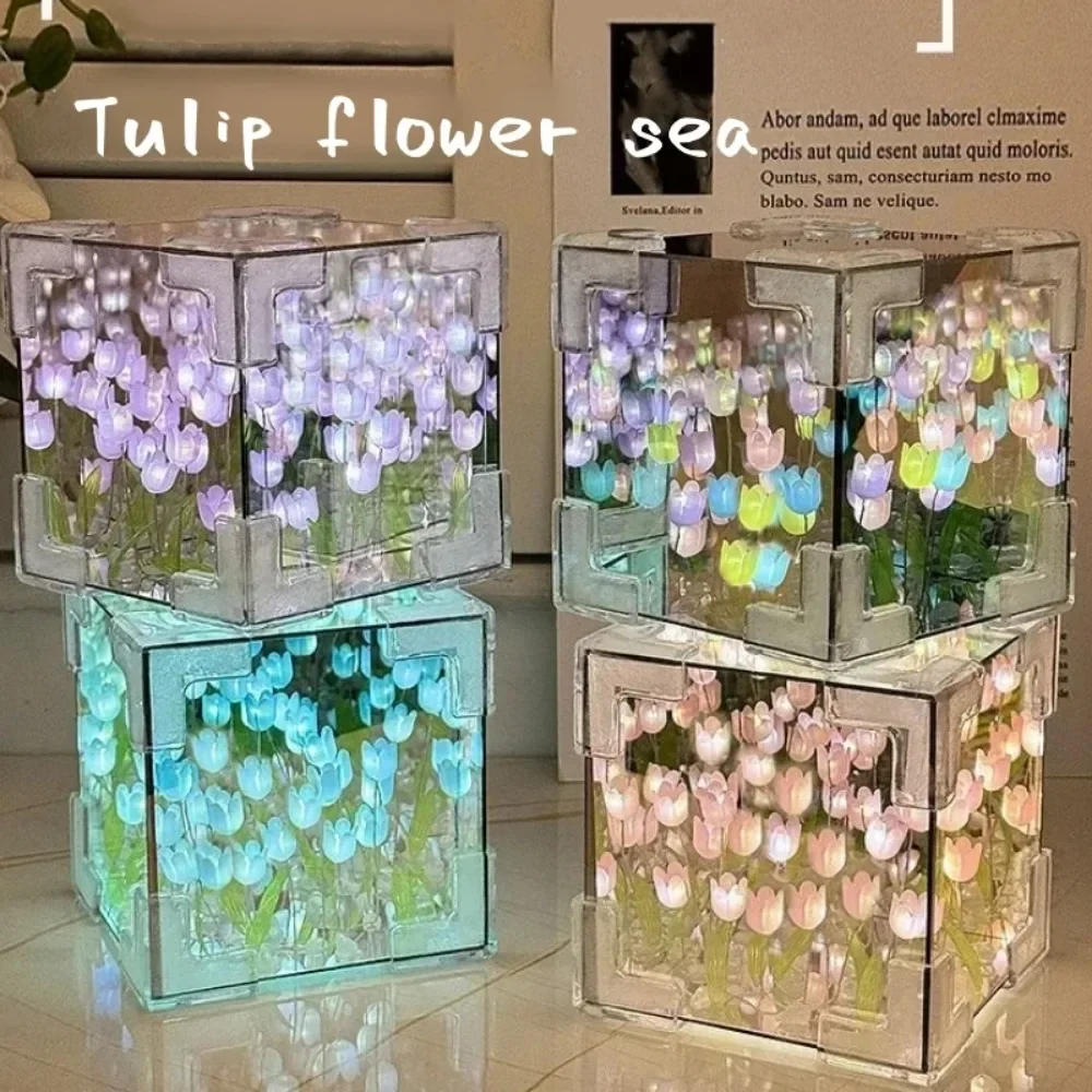 Description Picture 5 of itemDIY Tulip Sea Rubik's Cube Mirror Night Light Car Decoration Materials Handmade Birthday Gifts for Friends and Colleagues