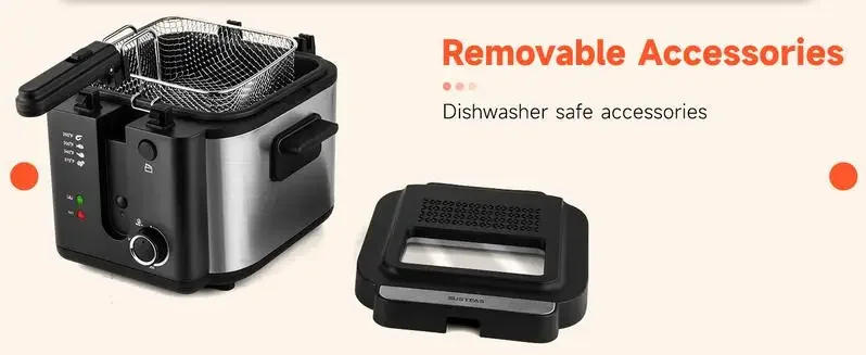 Description Picture 6 of itemSUSTEAS Deep Fryer with Basket,1500W Electric Deep Fryers Use with Temperature Control, Removable Lid and 2.5L Non-Stick Inner