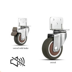 4pcs Furniture Caster Heavy Duty Swivel Roller Plate Lshape Soft Rubber Wheel Durable Locking Noiseless For Baby Crib Table Sofa