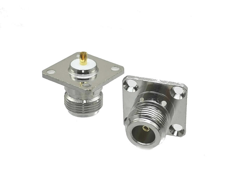 Description Picture 2 of item1Pcs Connector N Female Jack 4-hole 25.4mm Flange Solder Panel Mount Straight RF Coaxial Adapter