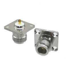 1Pcs Connector N Female Jack 4-hole 25.4mm Flange Solder Panel Mount Straight RF Coaxial Adapter