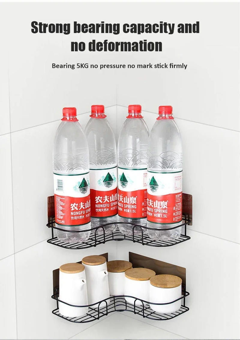 Description Picture 4 of itemBathroom Shelf Wall Mounted Corner Storage Shelves Shampoo Holder Cosmetic Rack Iron Shower Drain Basket Bathroom Organizer