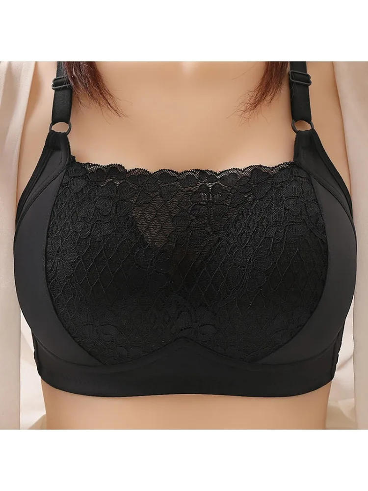 Description Picture 2 of itemTops Plus Size Lace Sexy Bra Women's Tube Top Bra Without Steel Ring Thin Push Up Adjustment Push Up Seamless Bra Lingerie