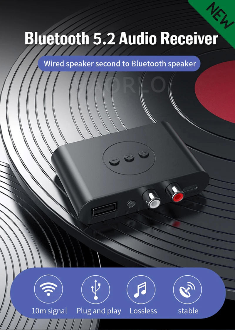 Description Picture 2 of itemBluetooth 5.2 Audio Receiver NFC U Disk RCA 3.5mm AUX USB Stereo Music Wireless Adapter With Mic For Car Kit Speaker Amplifier