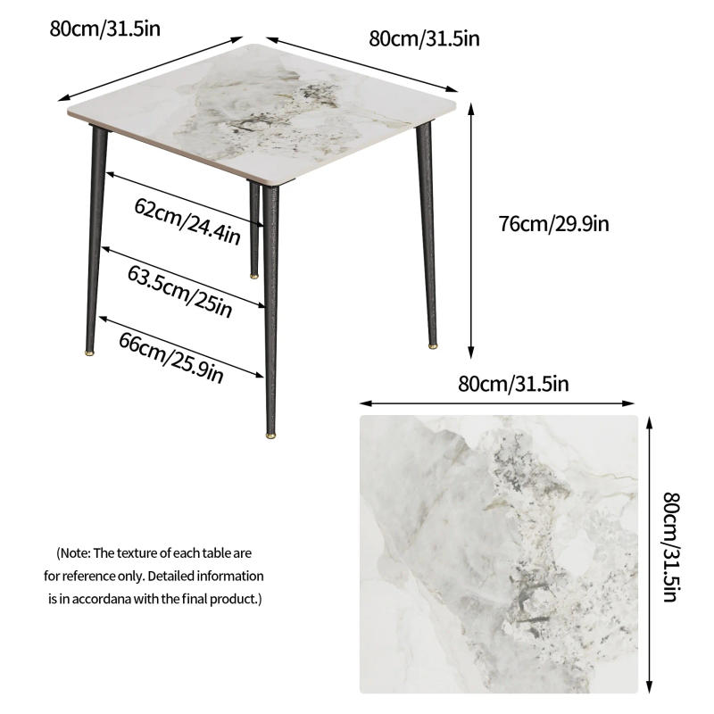 Description Picture 2 of itemSquare Restaurant Marble Dining Table Compact Dishes Serve Table with Metal Legs Kitchen Furniture for 4-6 Seats