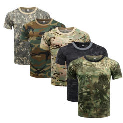 Hunting Camouflage T Shirt Summer Short Sleeve Tee Tops Men's T-shirt Outdoor Military Tactical Combat Fitness Hiking T-Shirt