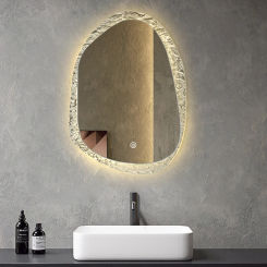 Creative Smart Mirrors for Bathroom Modern Irregular Touch Screen Bath Mirrors Multifunctional Decorative Mirror for Powder Room