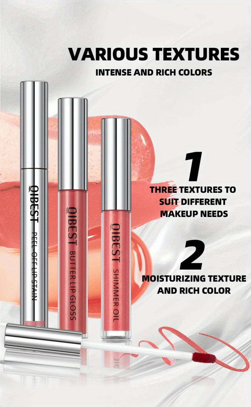 Description Picture 6 of item3-Pack non-stick cup matte pattern embroidery peel-off tear-off lip gloss lip line easy-to-color mirror pearlescent lip oil set