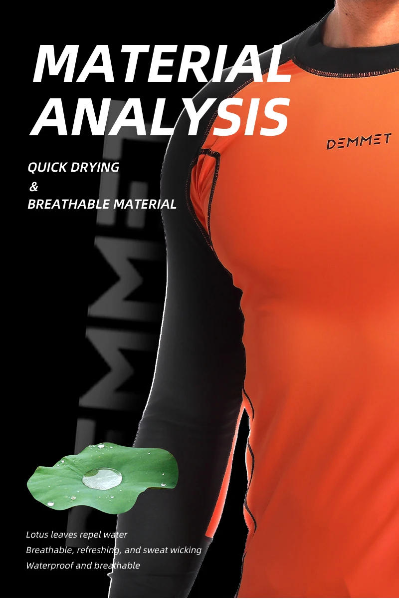 Description Picture 5 of itemHOT Quick Dry Men Protection UV UPF 50+ Swimwear Long Sleeve Rashguard Surfing Rash Guard Surf Shirt for Swimming M-6XL