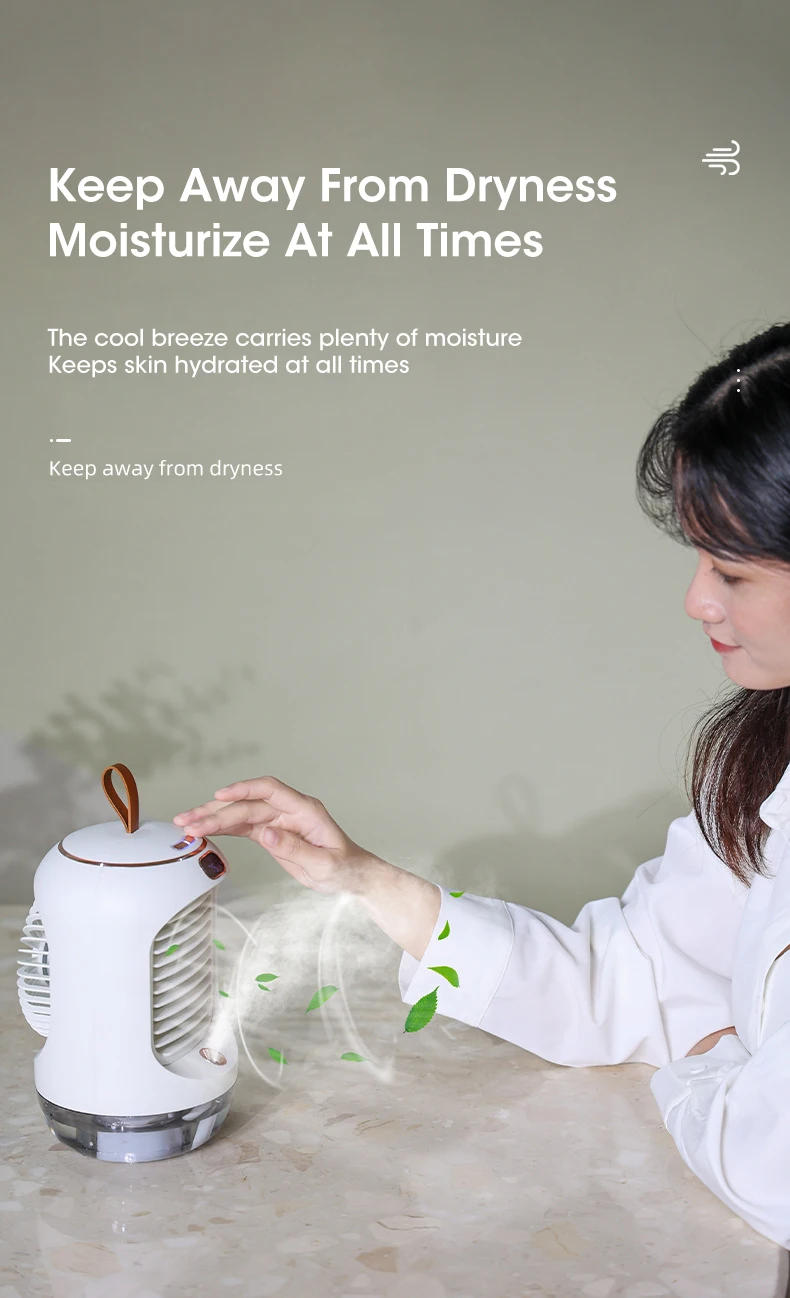 Description Picture 2 of itemNight Light Electric Fan Air Conditioner Rechargeable Mini Mobile Appliances Household Silen Tventilator Desktop Fan Humidifier
